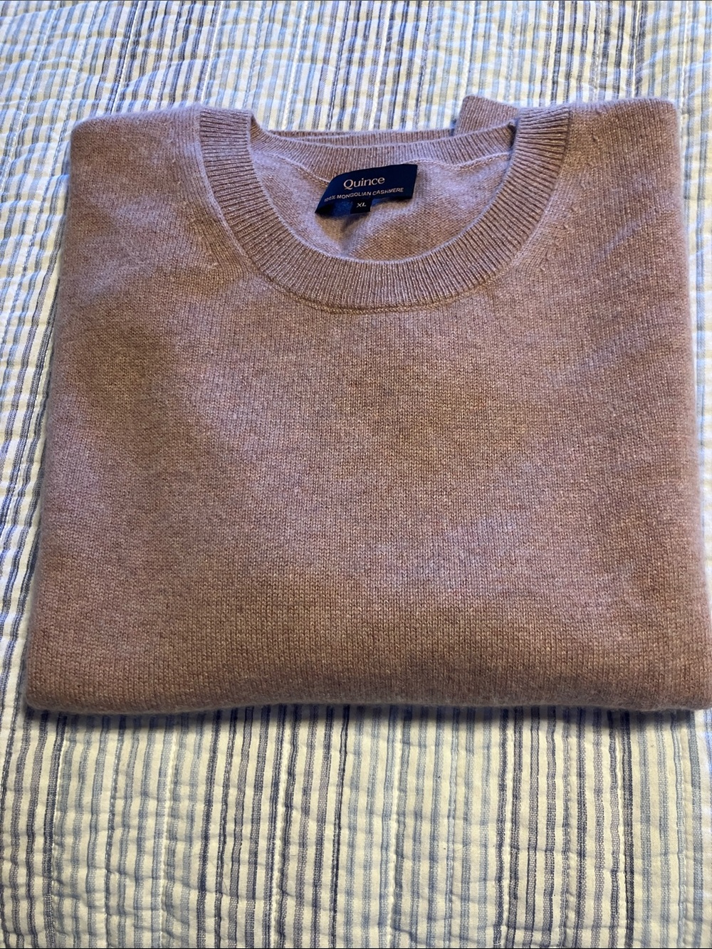 Quince Mongolian Cashmere Tee in Heather Vintage Pink